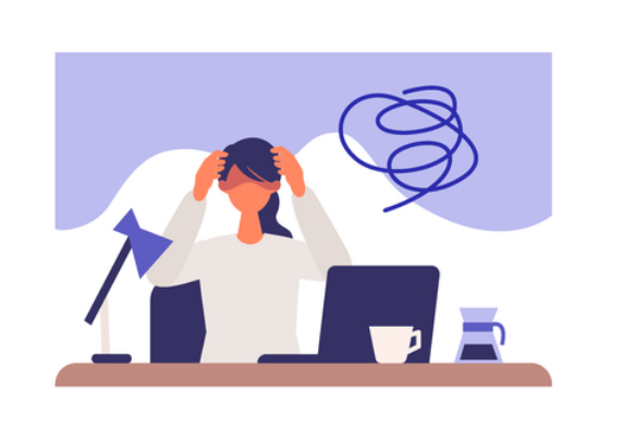 PC業務で困っている女性のイラスト